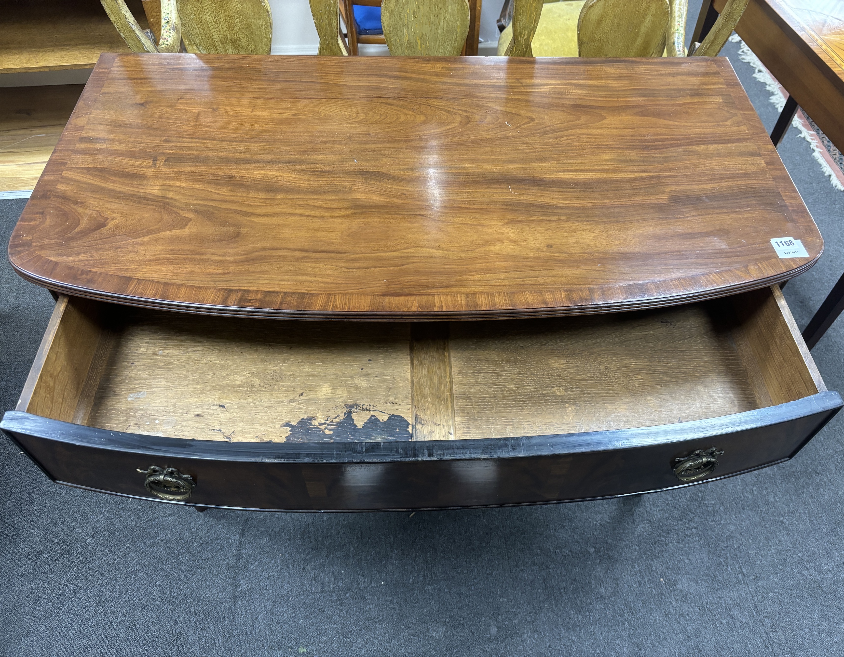 A Victorian and later mahogany bowfront side table, width 107cm, depth 57cm, height 83cm